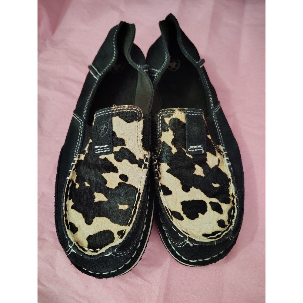 Ariat Cruiser Suede Black & White Hair On Shoes Womens Size 9 - Picture 2 of 8